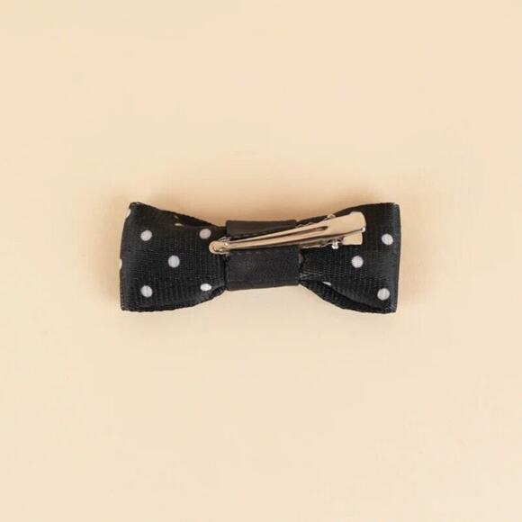 Harveys California Seatbelt Co Black Dottie Bow Hair Clip, NWT - Picture 2 of 4